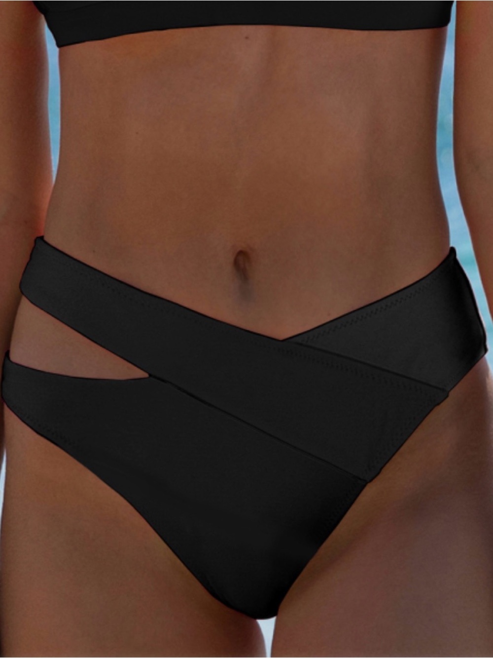 Popvil Women's Black cut out Waist Bikini Bottom